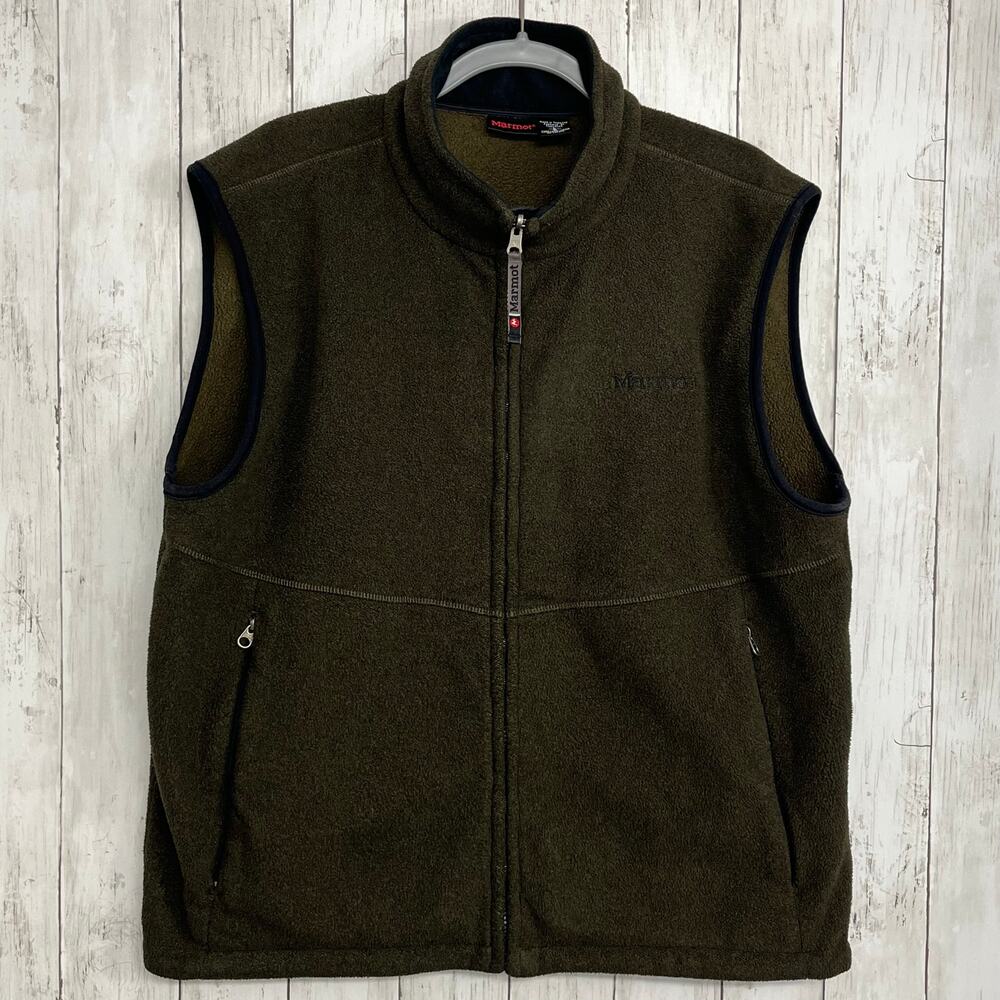 Marmot Polartec Brown Fleece Full Zip Outdoors Gorpcore Cabin Midlayer Vest